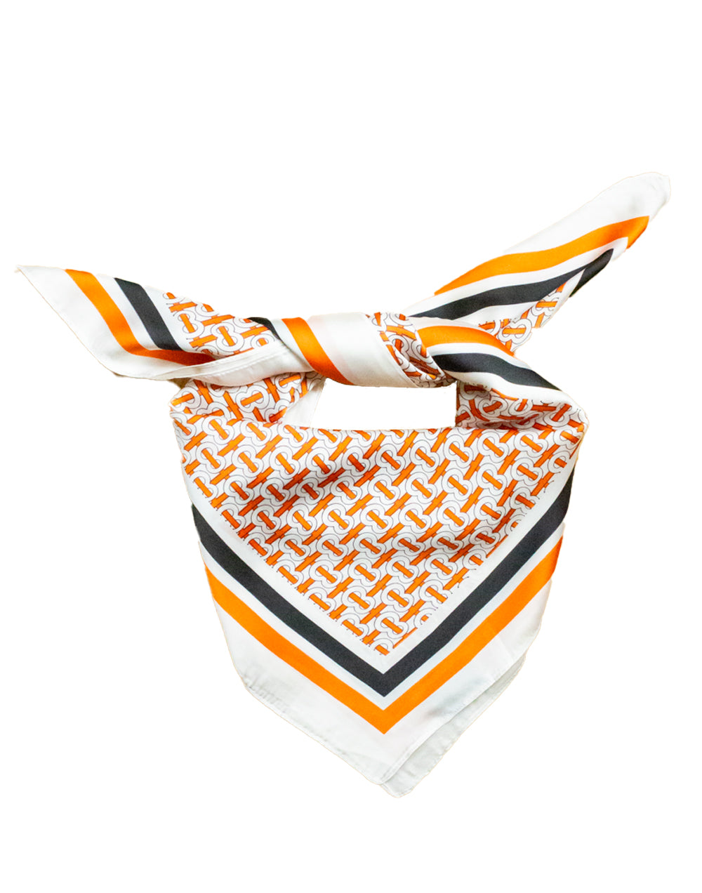 Pañuelo de seda con estampado trenzado naranja tienda de ropa mujeres muestrarios accesorios complementos pañuelos trenzado seda marco