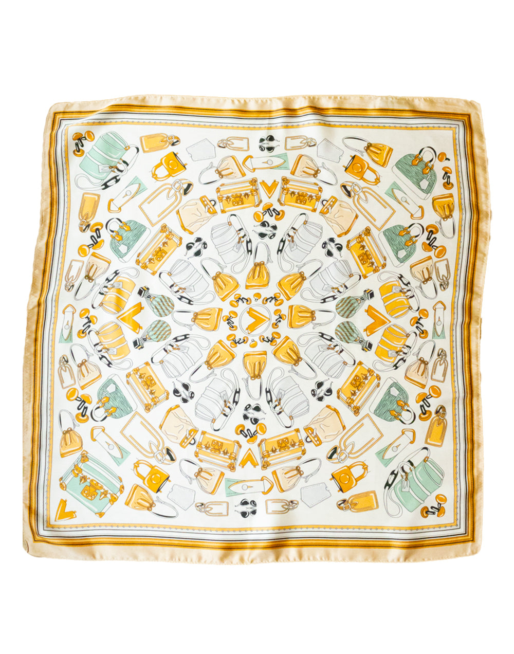 Pañuelo de seda con inspiración de marroquinería ecuestre beige tienda de ropa mujeres muestrarios complementos accesorios pañuelos pequeño marco fondo 
