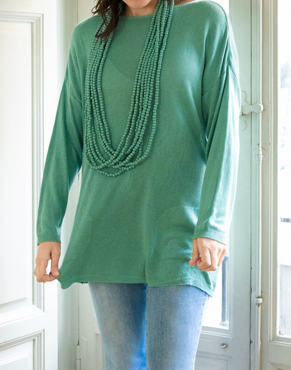 Collar largo multi-vuelta aguamarina muestrarios de ropa y moda de mujer vestir bien accesorios de mujer