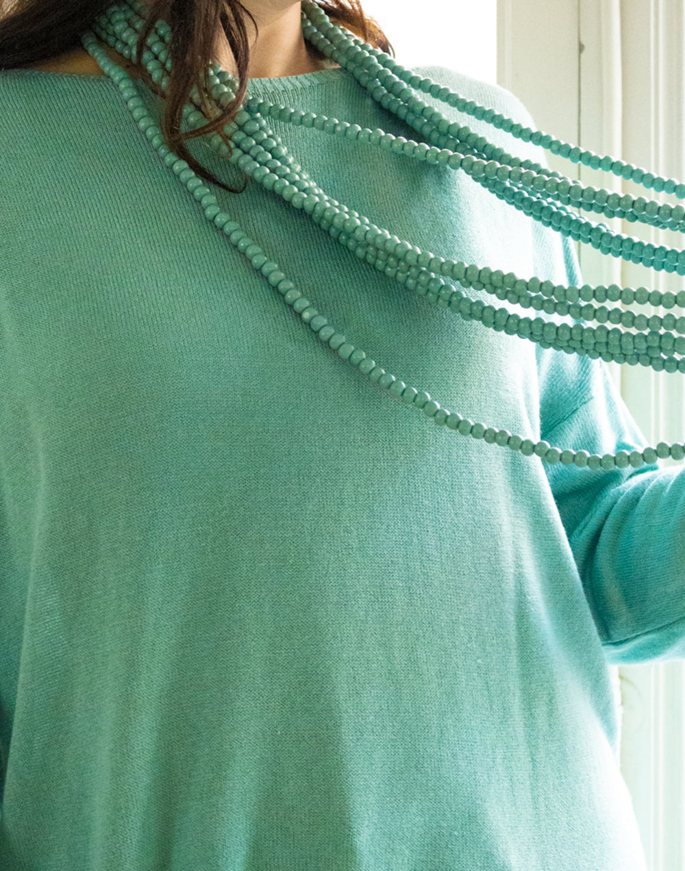 Collar largo multi-vuelta aguamarina muestrarios de ropa y moda de mujer vestir bien accesorios de mujer