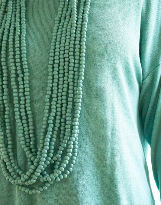 Collar largo multi-vuelta aguamarina muestrarios de ropa y moda de mujer vestir bien accesorios de mujer
