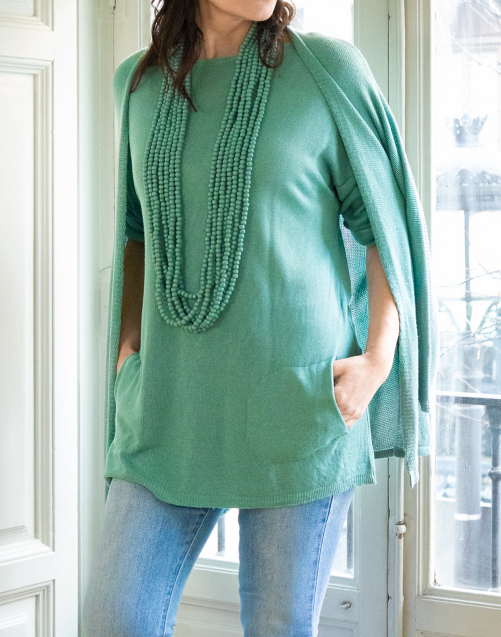 Collar largo multi-vuelta aguamarina muestrarios de ropa y moda de mujer vestir bien accesorios de mujer