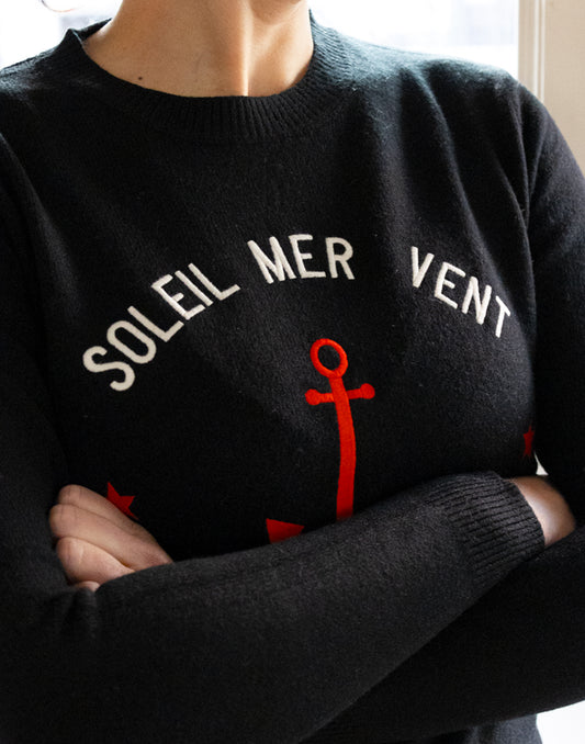 Jersey Soleil Mer Vent Amour negro muestrarios de ropa y moda de mujer vestir bien con talla grande plus