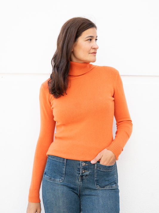 Jersey básico cuello vuelto naranja muestrarios de ropa y moda de mujer jerséis de colores