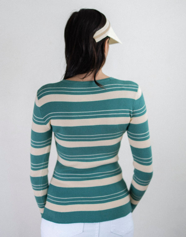 Jersey de canalé rayas verde aguamarina muestrarios de ropa y moda de mujer
