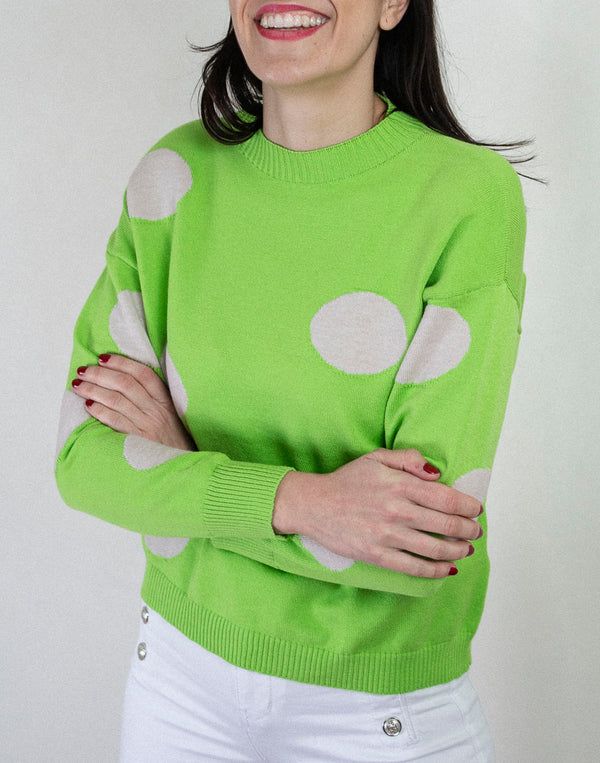 Jersey estampado de lunares verde pistacho muestrarios de ropa y moda de mujer