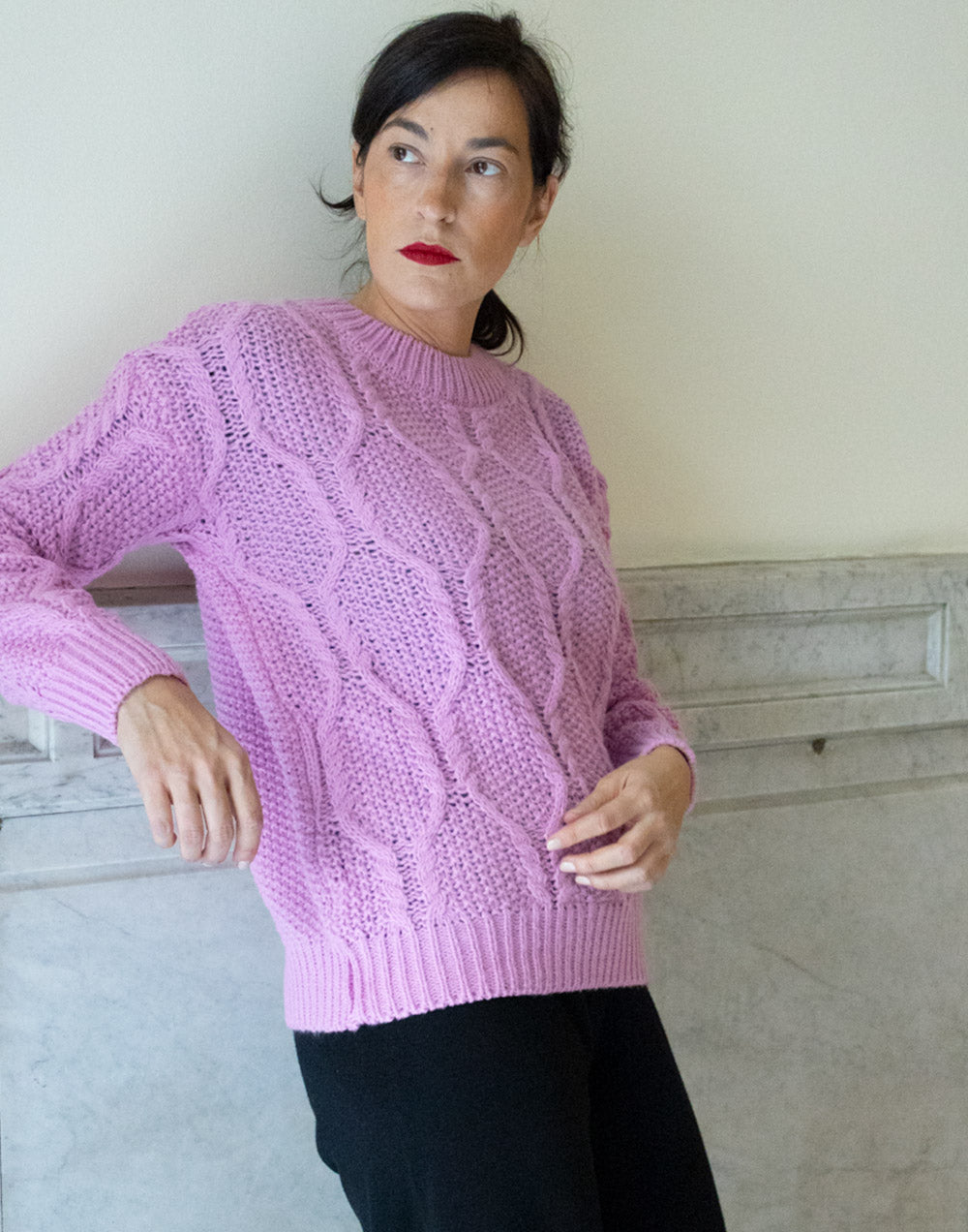 Jersey recto de ochos lila muestrarios de ropa y oda de mujer vestir bien elegante en invierno ideas