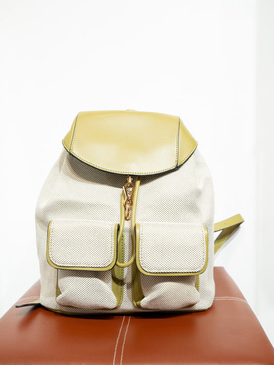 Mochila canvas bicolor verde oliva muestrarios de ropa moda y accesorios de mujer
