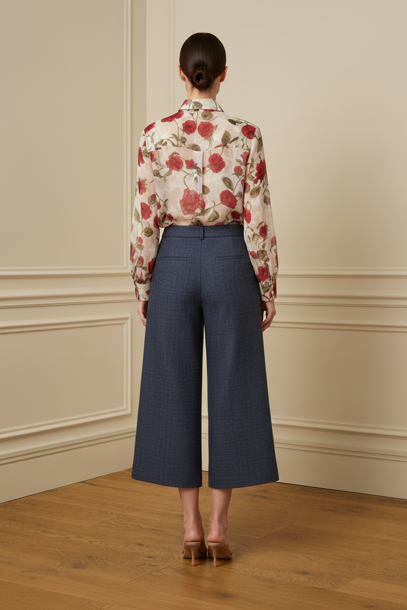 Blusa rosas + culotte navy - de espaldas