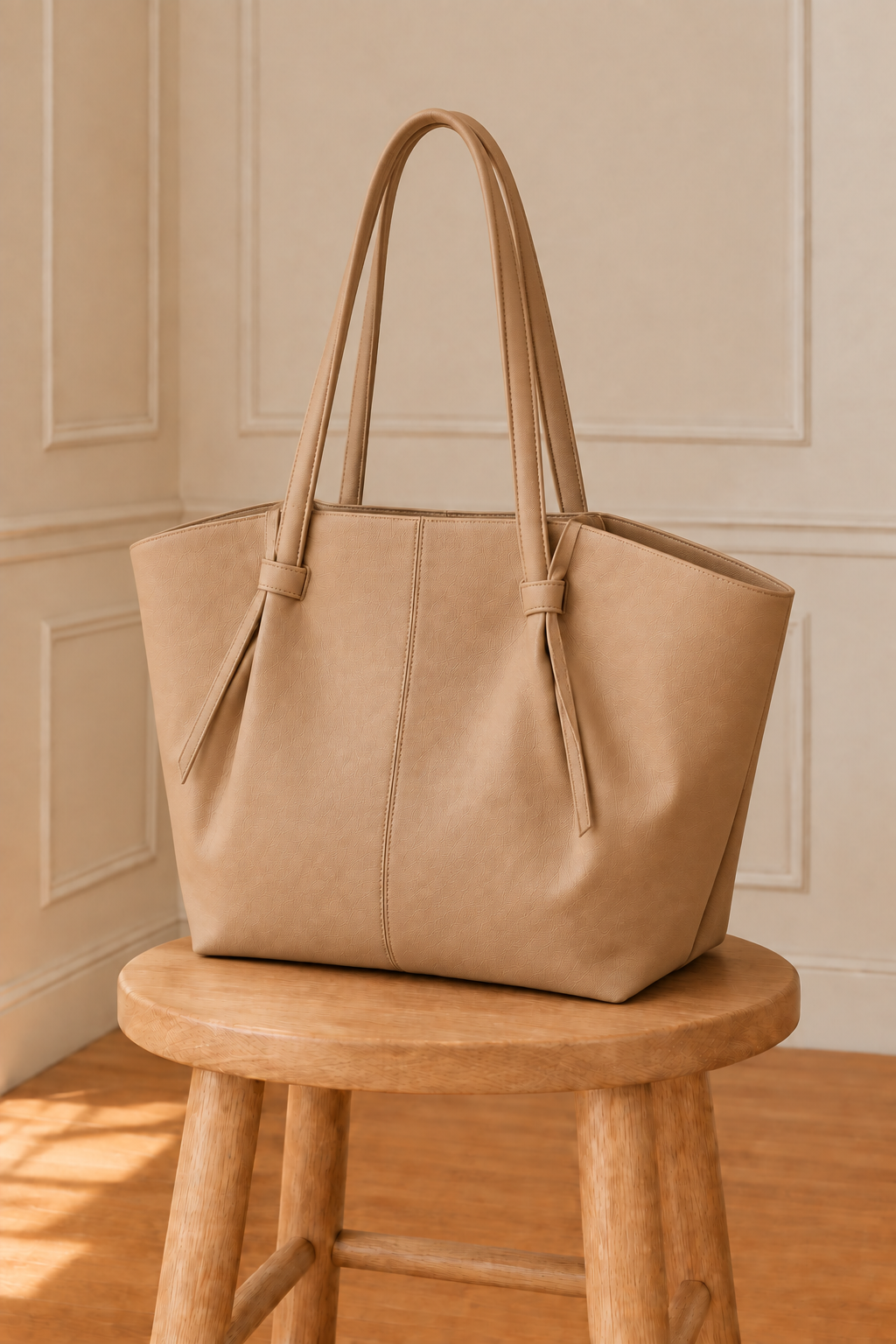 Bolso camel en tres cuartos