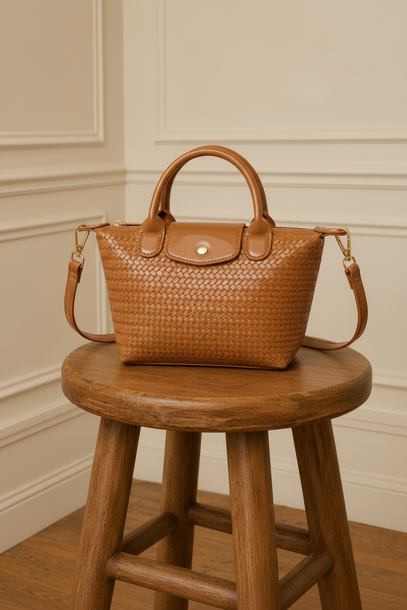 Bolso charolado camel - frontal