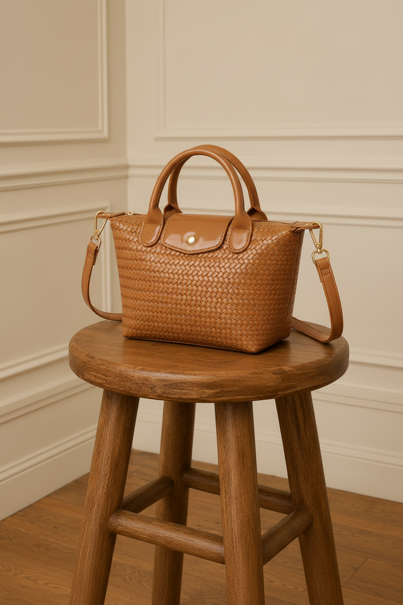 Bolso charolado camel - lateral