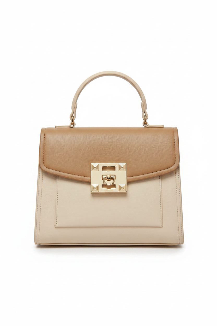 Bolso crema-camel frontal
