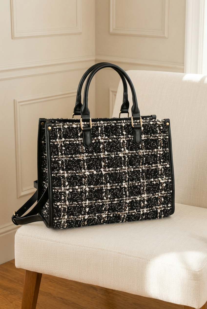 Bolso de asas cortas con la textura de referencia