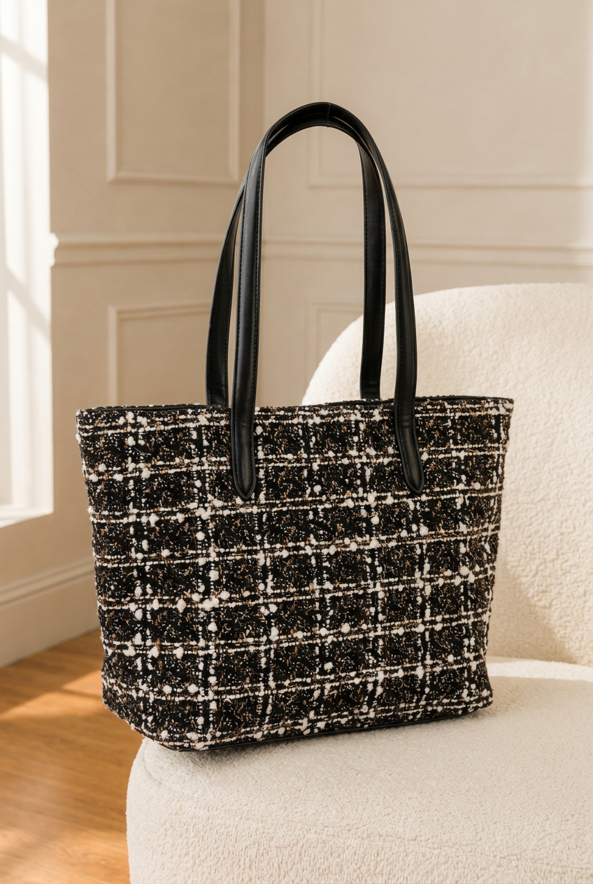 Bolso de asas largas con la textura de referencia