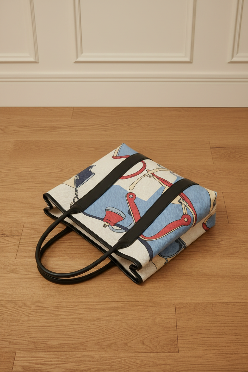 Bolso ecuestre flat lay