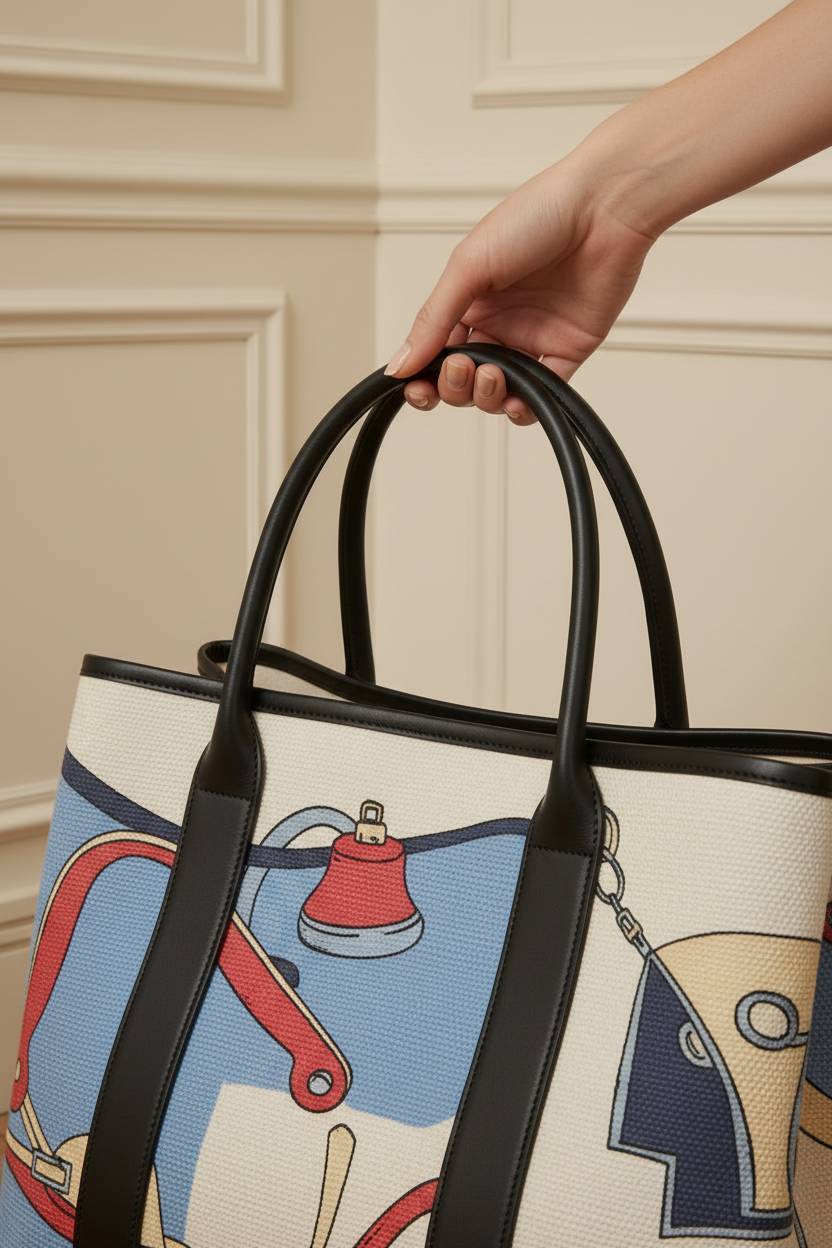 Bolso ecuestre sostenido con una mano