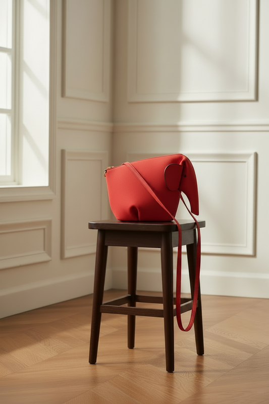 Bolso bandolera elefante rojo - sobre taburete