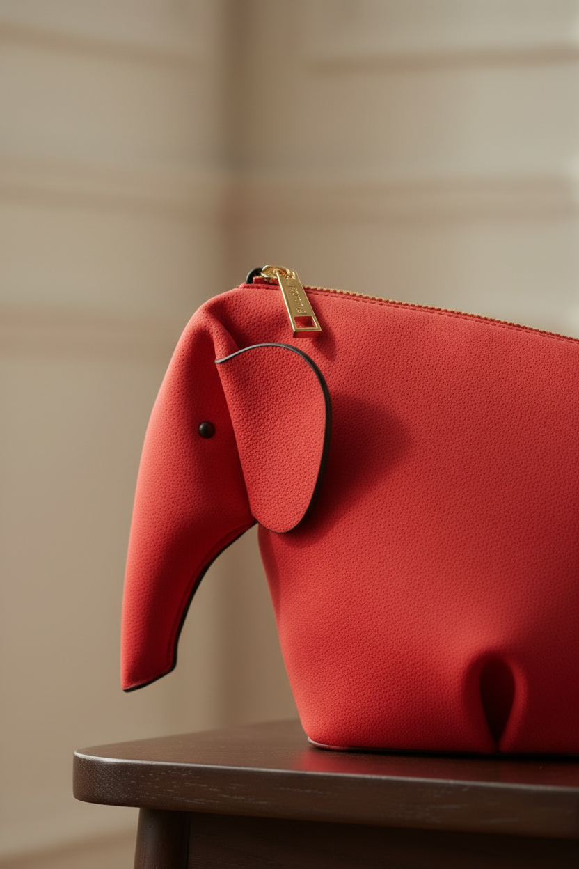 Bolso bandolera elefante rojo - detalle close-up