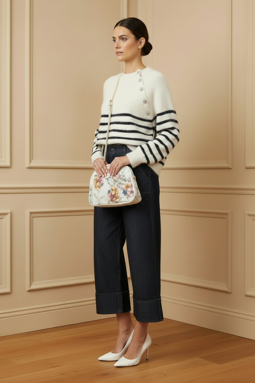 Bolso floral bandolera corta 3/4