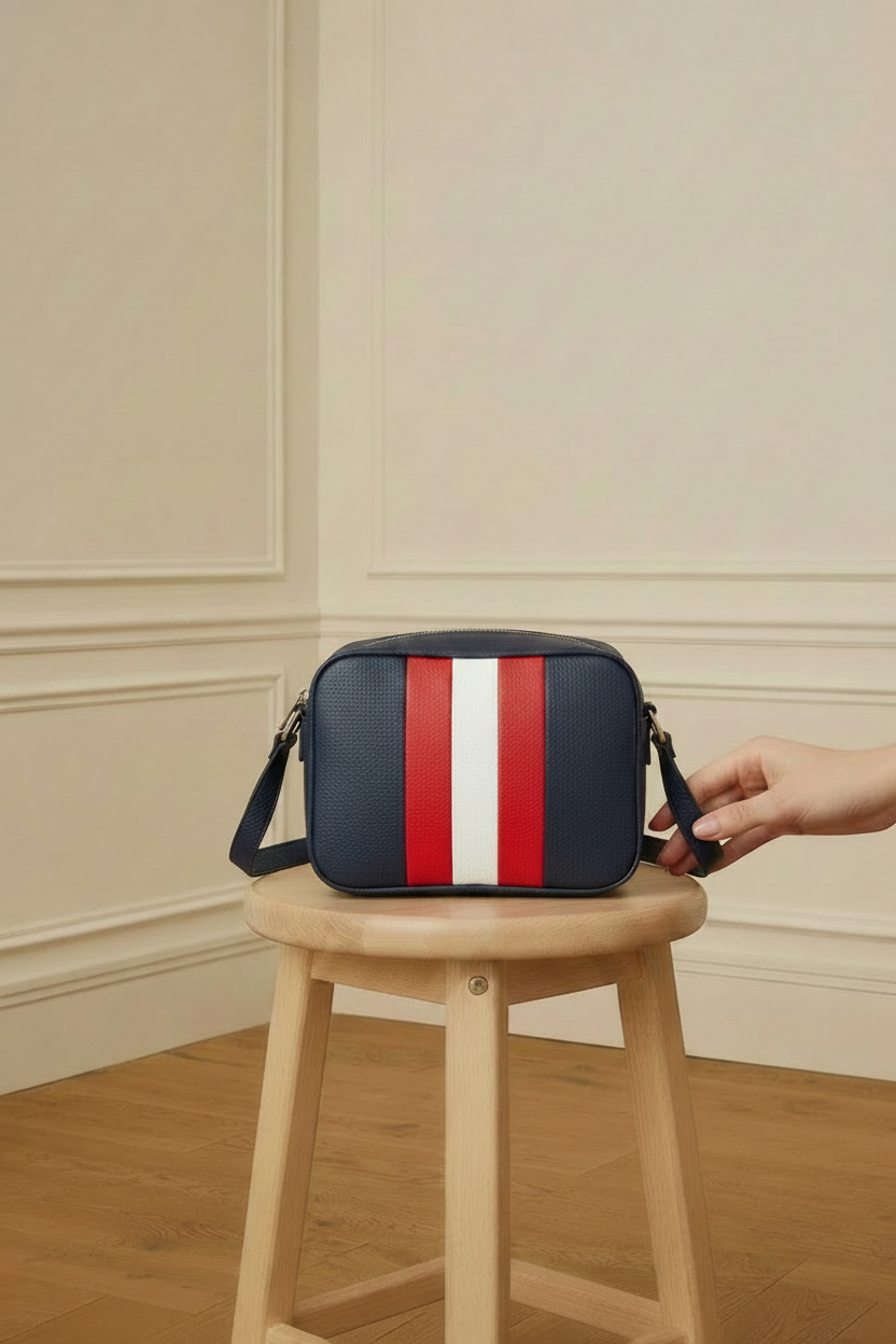 Bolso navy franjas rojo/blanco/rojo - frontal