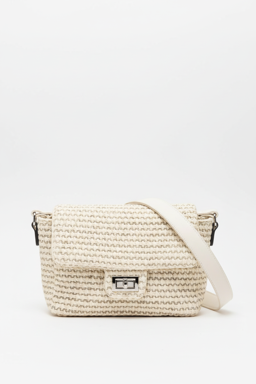 Bolso rafia bucles con turn-lock