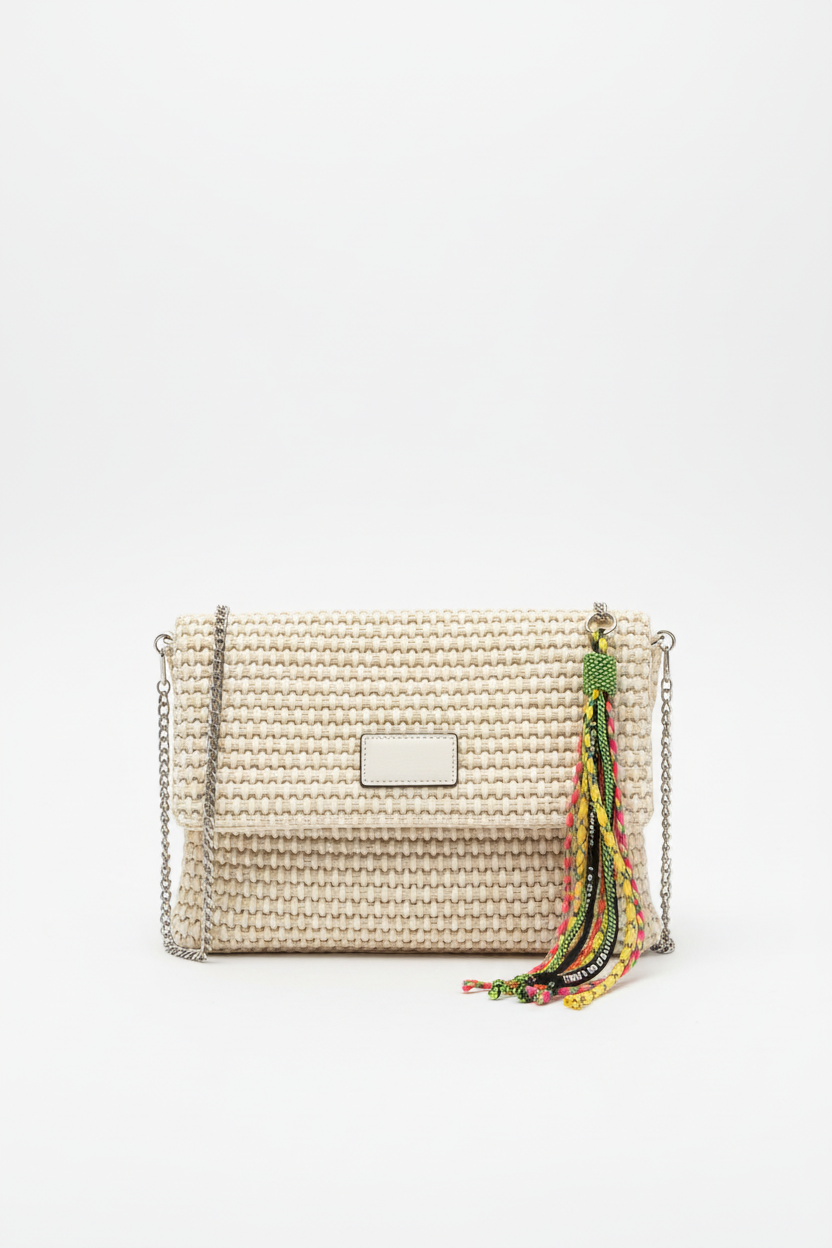 Bolso rafia solapa sin hebilla