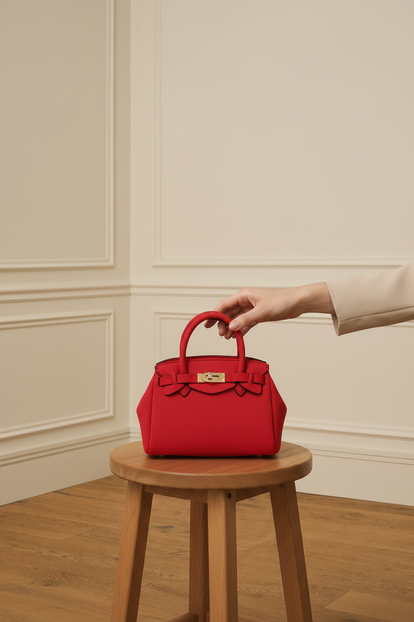 Bolso Birkin neopreno rojo pequeño - tamaño referencia