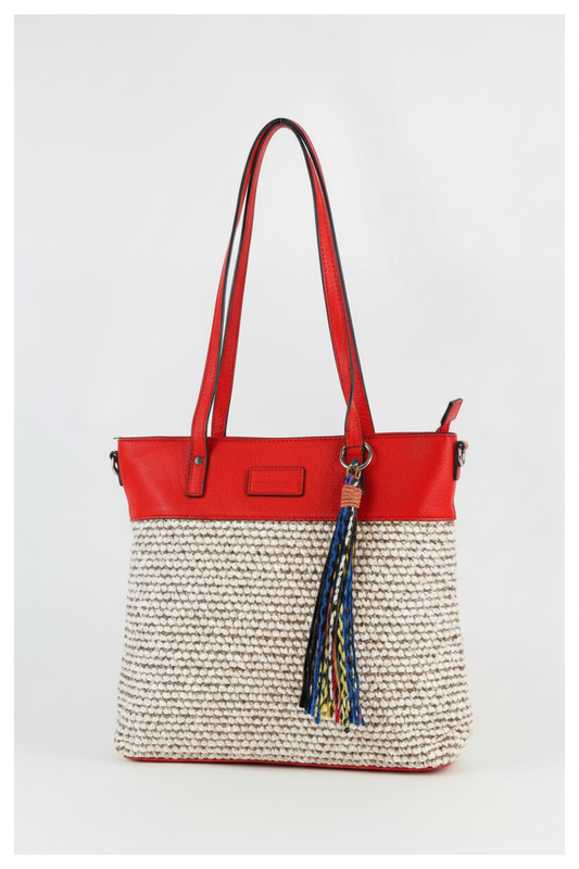 Bolso rojo rafia - detalle