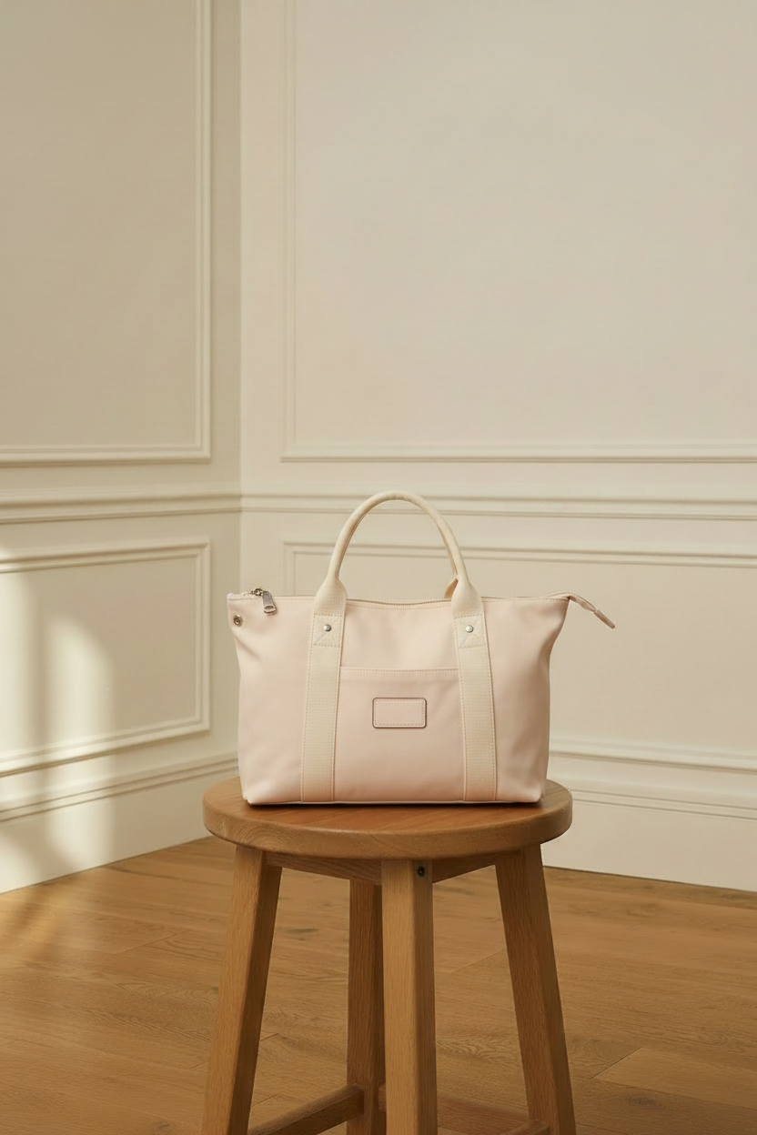 Bolso tote crema en estancia parisina