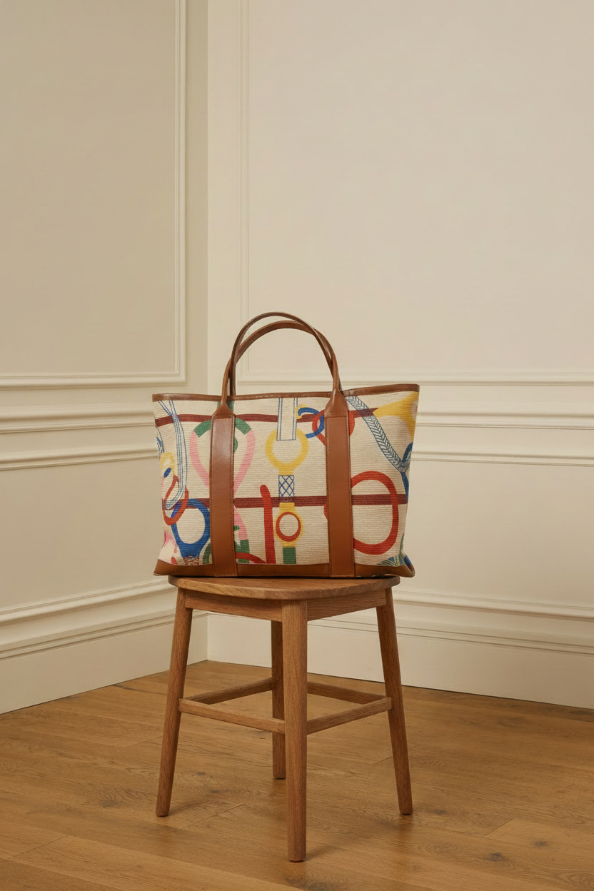 Bolso tote sobre taburete - frontal