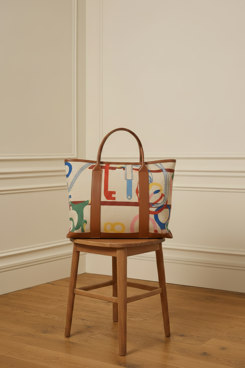 Bolso tote sobre taburete - trasera