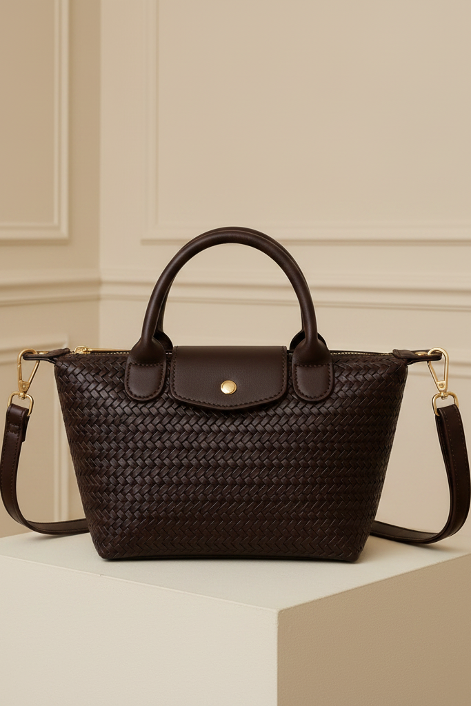 Bolso trenzado granate - detalle