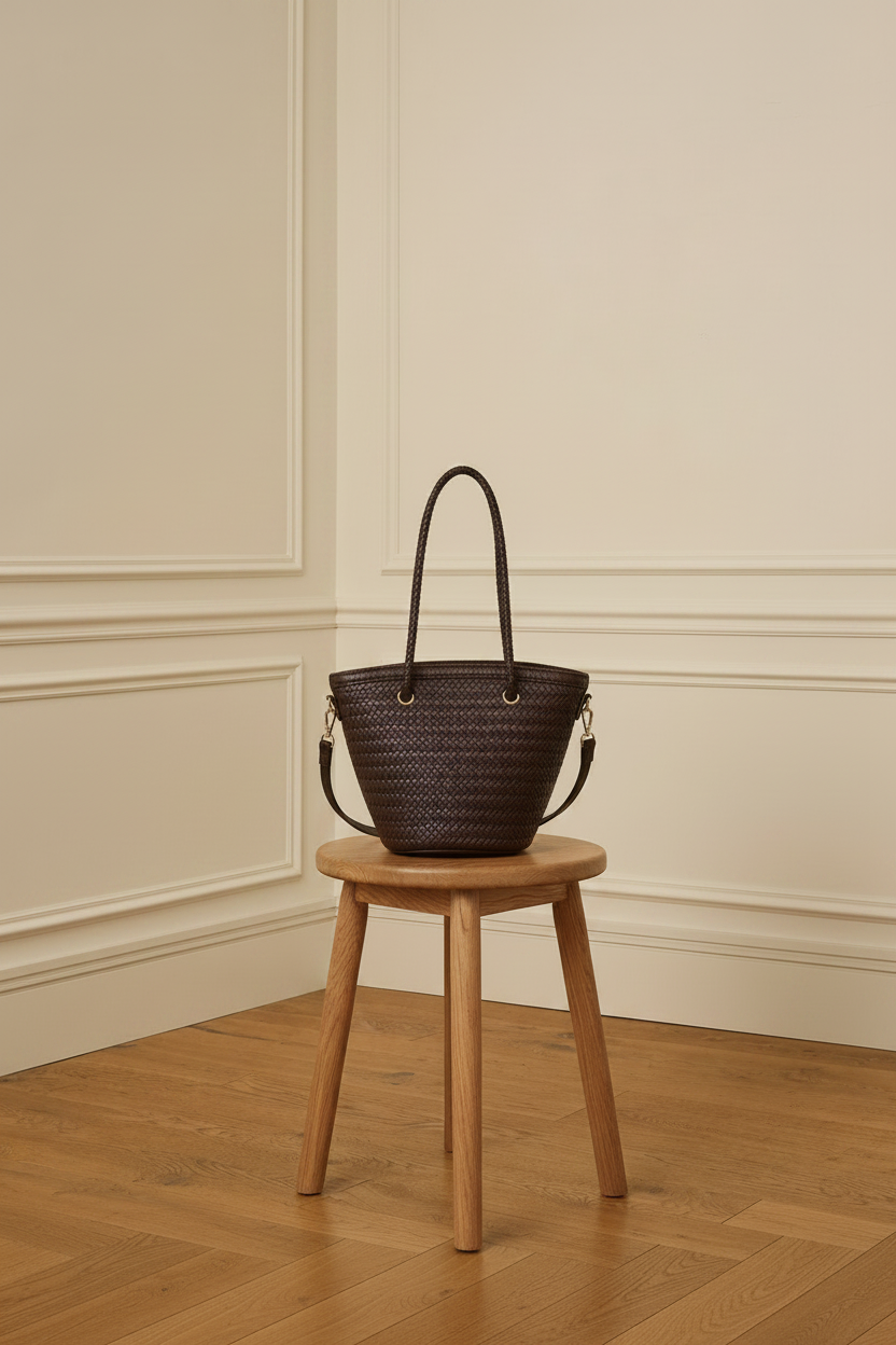Bolso trenzado marrón chocolate - trasera