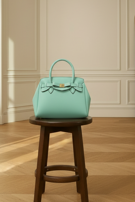 Bolso Birkin en neopreno turquesa mediano