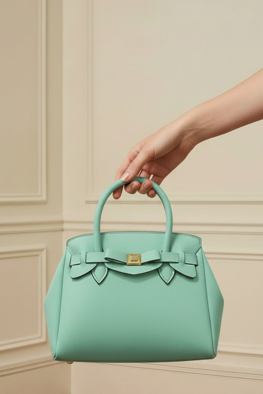 Bolso Birkin en neopreno turquesa mediano