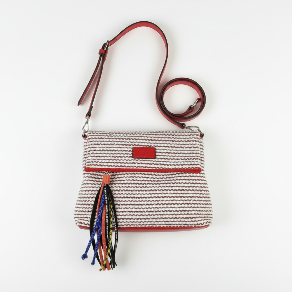 Bolso tweed flat lay naranja