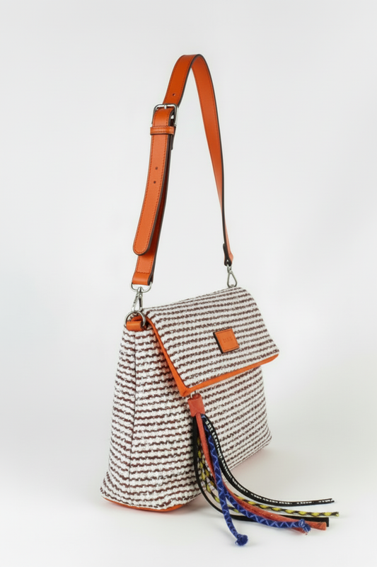 Bolso tweed lateral naranja