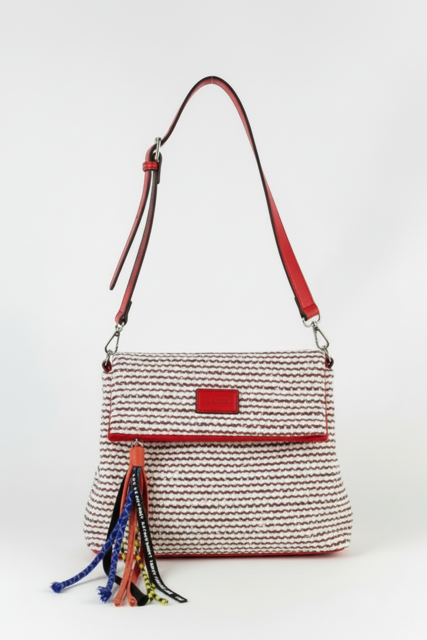 Bolso tweed vista frontal naranja