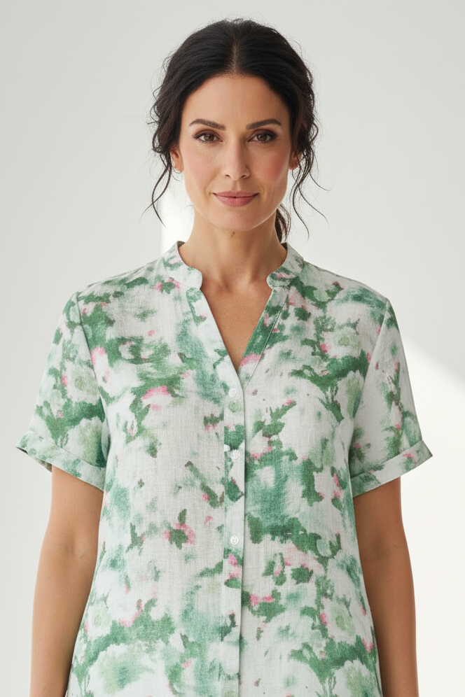 Camisa acuarela verde - detalle