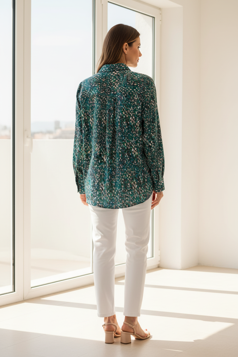 Camisa animal print verde - espalda
