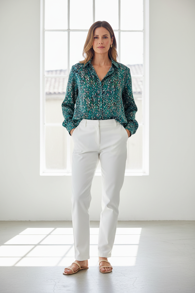 Camisa animal print verde - frontal