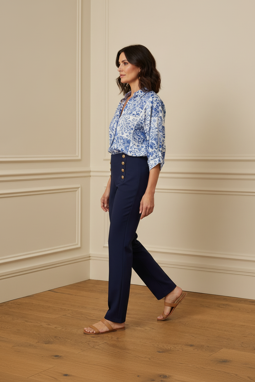 Camisa kimono azulejo - caminando lateral