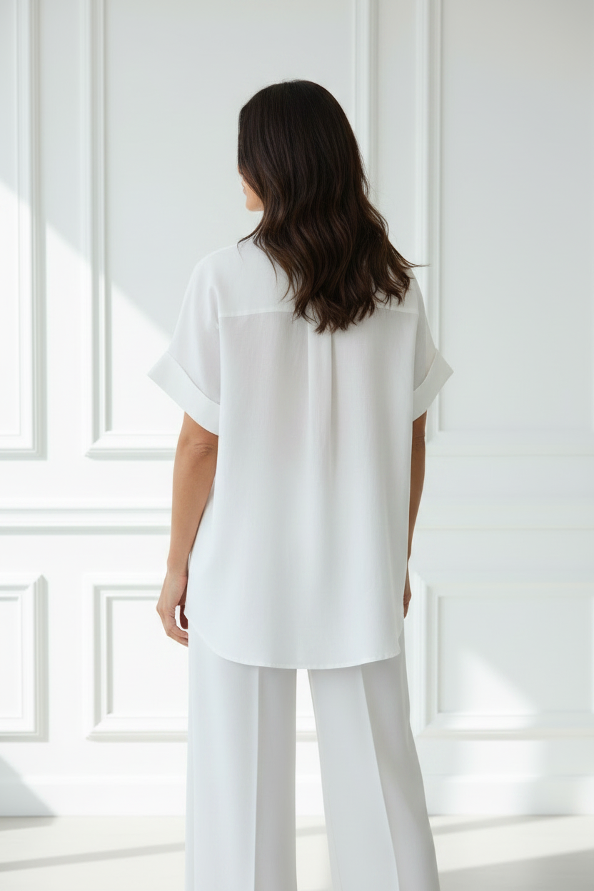 Camisa blanca piña vista trasera