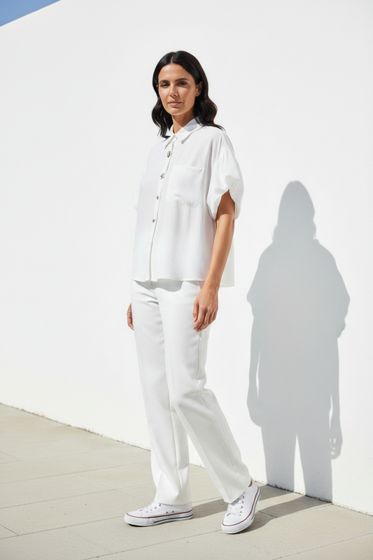 Camisa blanca tres cuartos