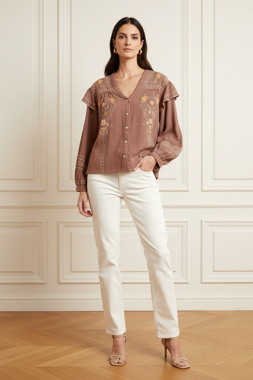 Camisa bordada - Vista frontal