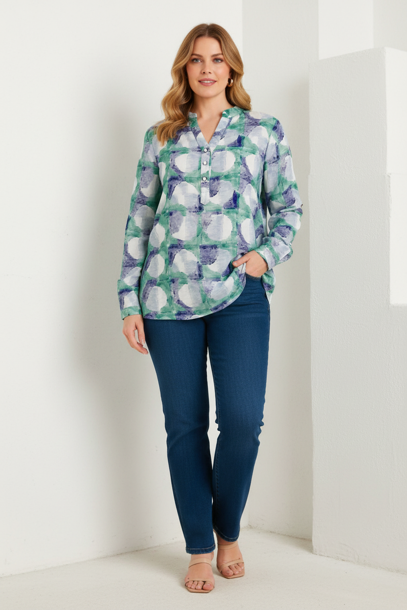 Camisa círculos verde lavanda - talla XXL
