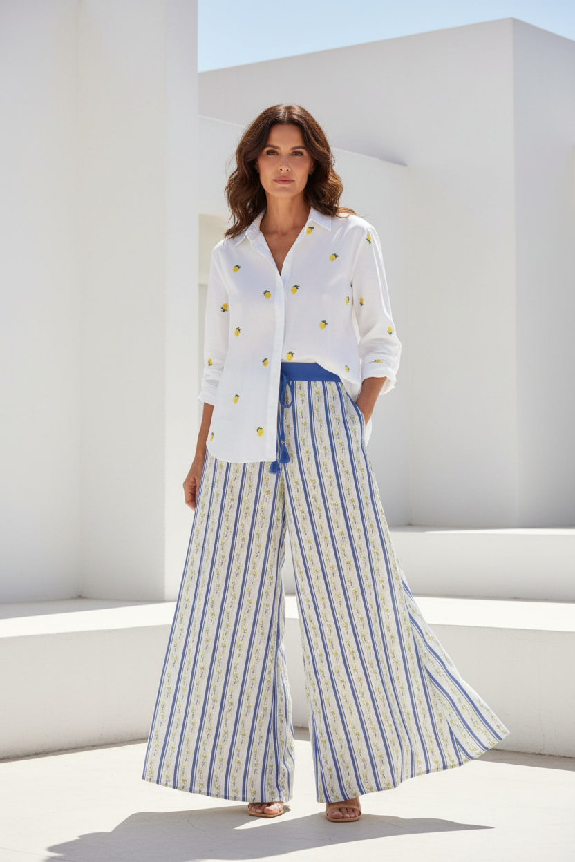 Camisa blanca con bordado de limones