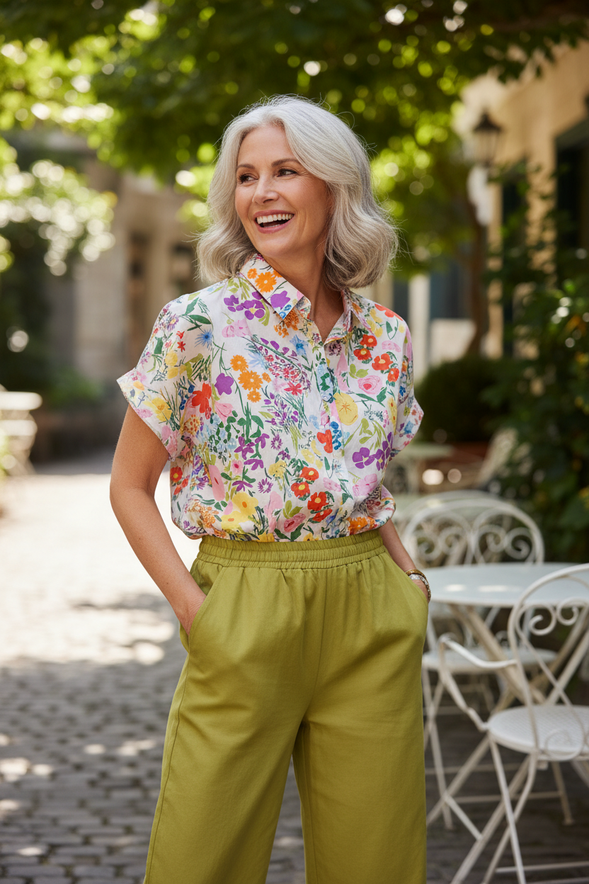 Pantalón fluido verano verde oliva