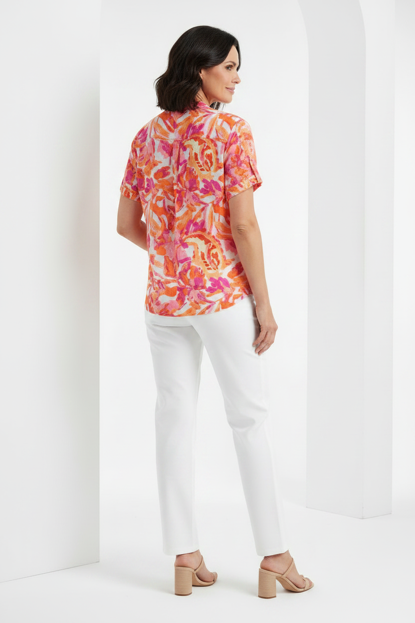 Camisa floral naranja - espalda